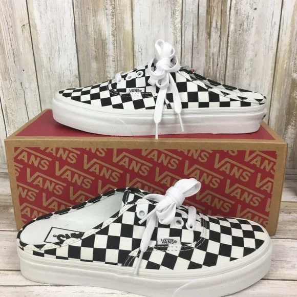 Vans Authentic Mule Checkerboard Black/Truwht🏁 AUA - Picture 2 of 14
